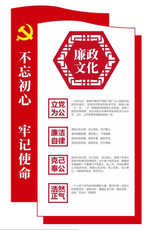 矢量廉政文化党建文化墙竖版