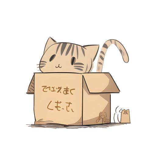 猫咪纸箱免抠(2048x2048)
