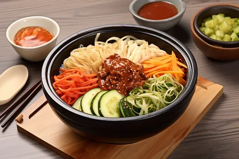 石锅拌饭拌面美食摄影图