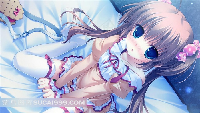 跪在床上的性感美少女