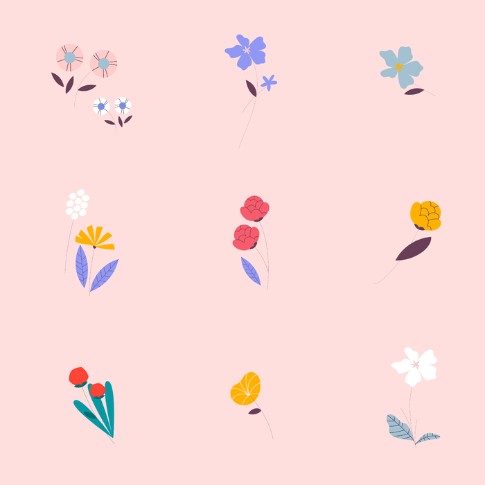 春季花卉花朵元素插画