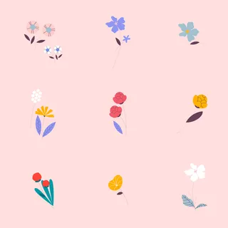 春季花卉花朵元素插画