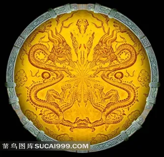 中国古典金龙图案圆饼