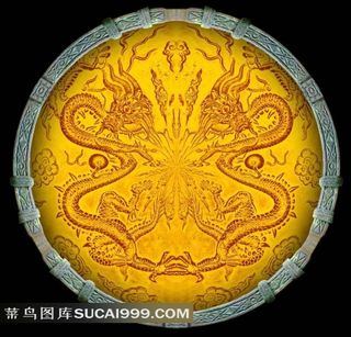 中国古典金龙图案圆饼