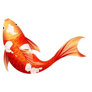 手绘烫金国潮中国风卡通锦鲤鱼金鱼插画装饰元素PSD设计素材