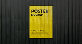 设计黄色海报迹象标志外装样机