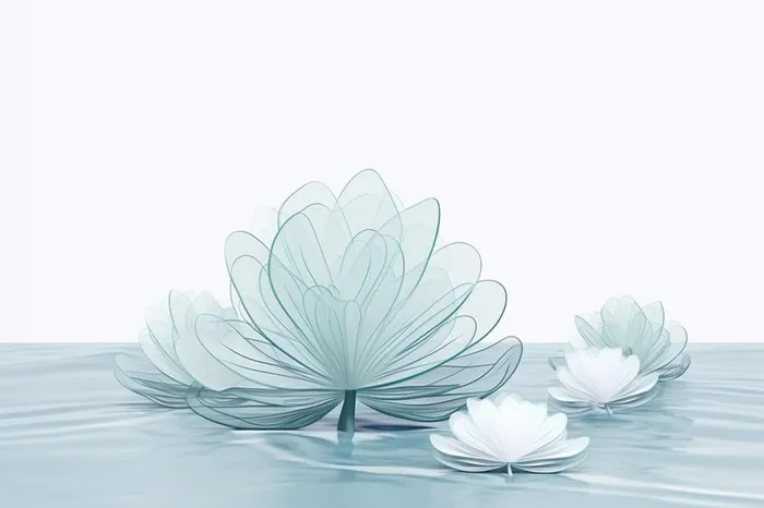 唯美荷花蓝色淡雅简约背景(1344x896)