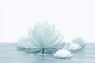 唯美荷花蓝色淡雅简约背景