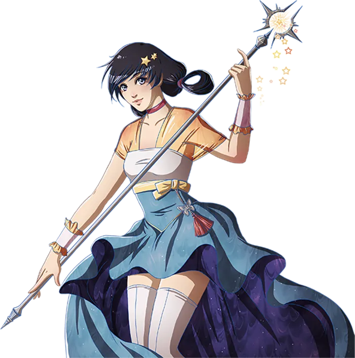 卡通权杖女孩长裙素材卡通