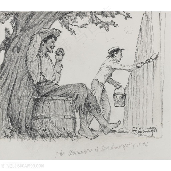 诺曼 · 洛克威尔素描大树男士装饰画