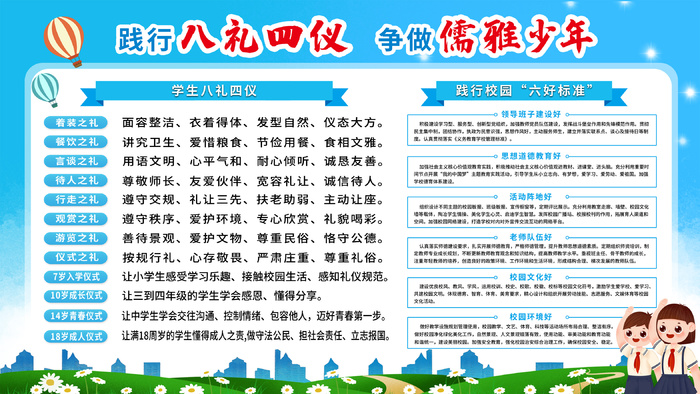 八礼四仪学校展板psd模版下载