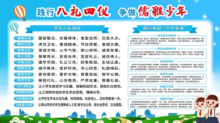 八礼四仪学校展板psd模版下载