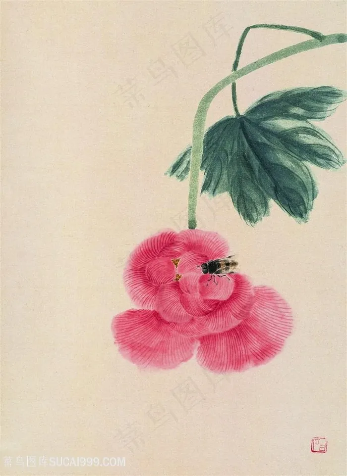 齐白石花与蜜蜂国画图片