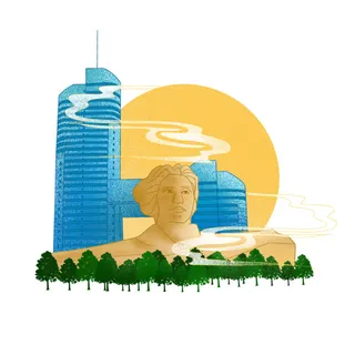 国潮风旅游建筑城市地标景区北京上海插图插画元素素材设计模板