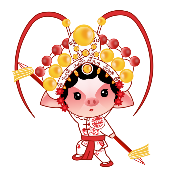 卡通京剧戏剧人物脸谱插画PNG图片 国潮中国风Q版戏剧人物PS素材