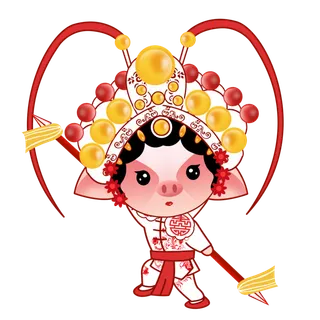 卡通京剧戏剧人物脸谱插画PNG图片 国潮中国风Q版戏剧人物PS素材