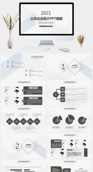 简约素雅公司企业简介PPT模板预览图