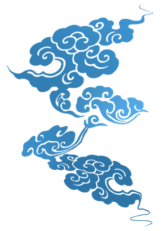 蓝色渐变祥云免抠素材