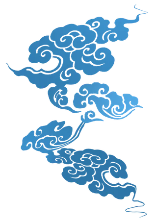 蓝色渐变祥云免抠素材