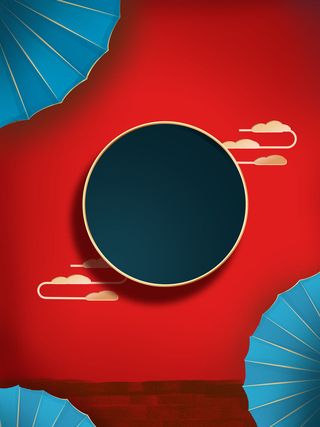 中式古典国潮来袭海报展板宣传背景图PSD设计PS模板素材