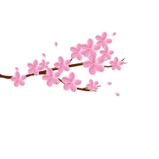 春天浪漫粉红色樱花手绘樱花梅花桃花花朵图片PNG免扣素材