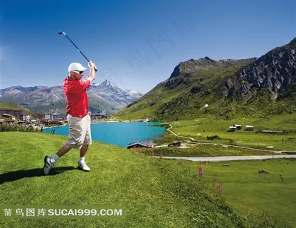 高尔夫球杆人物风景图片