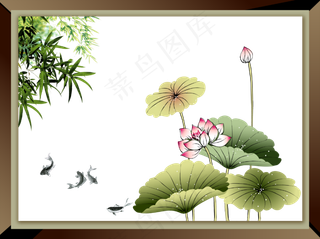 唯美古风水彩手绘荷叶荷花古典水墨荷花