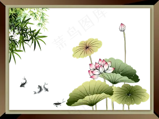 唯美古风水彩手绘荷叶荷花古典水墨荷花