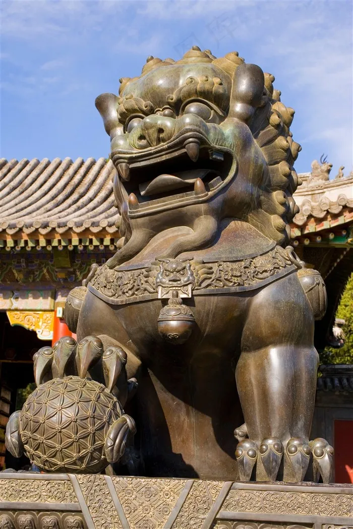 石狮铜狮造型故宫摄影图片