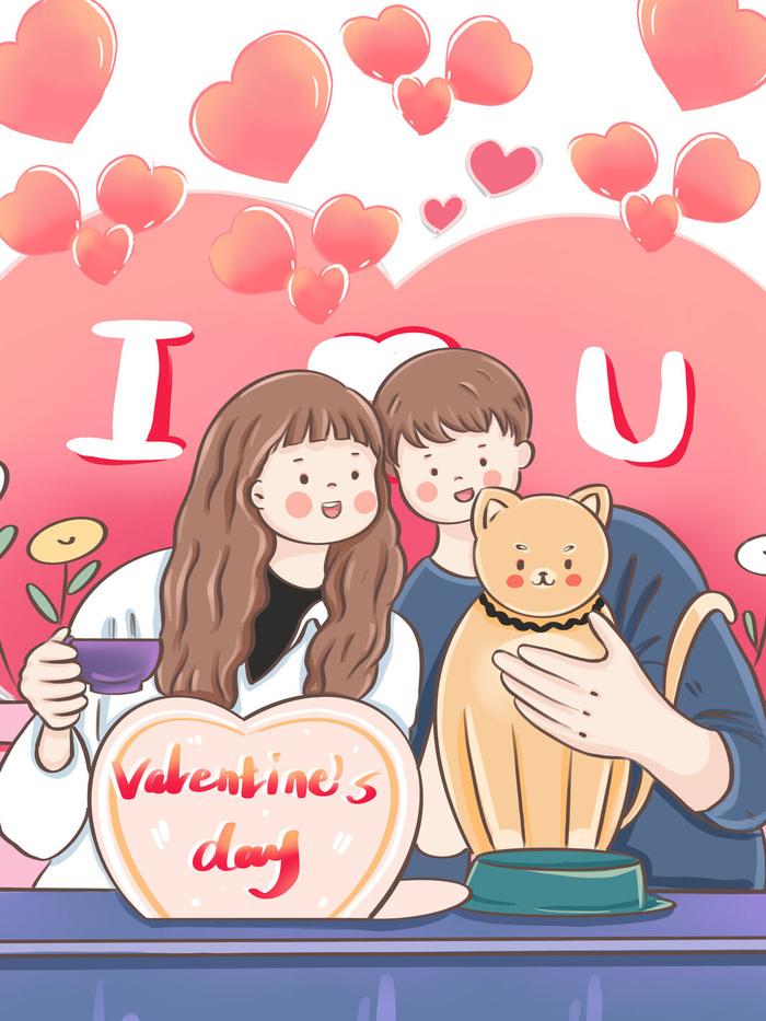 浪漫甜蜜情侣卡通人物PSD素材