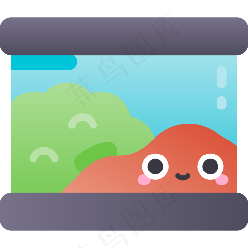 卡通水族缸元素图标免扣