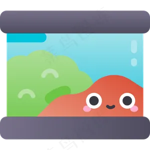 卡通水族缸元素图标免扣