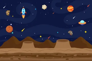 可爱卡通航天火箭宇宙星球太空星空背景