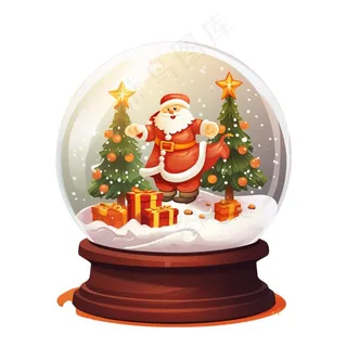 圣诞水晶球玩具礼物卡通插画免抠