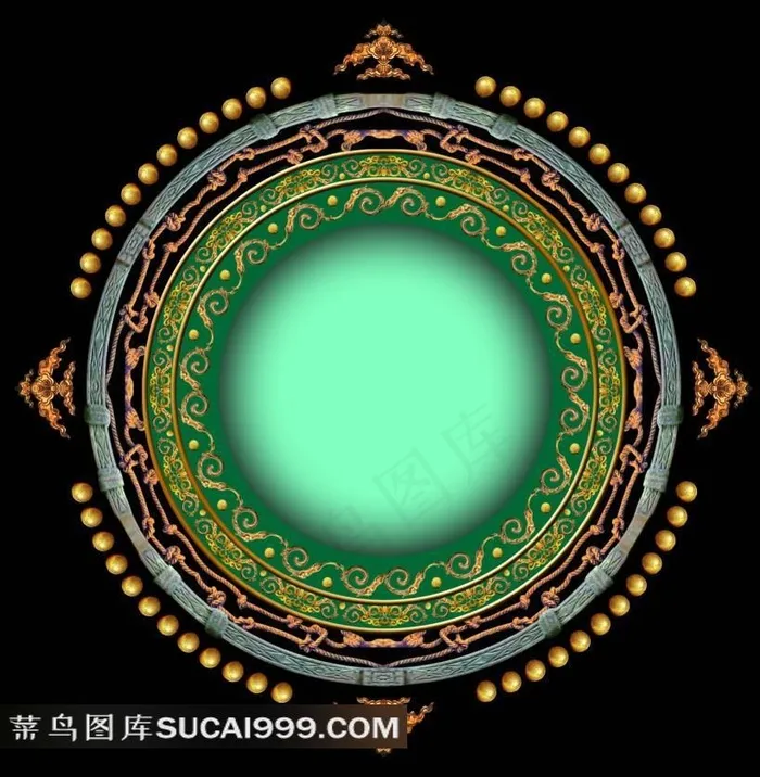 中国古典龙纹龙珠装饰圆形物件