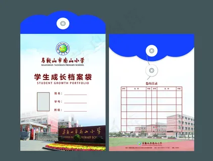 大气简约学校学生成长档案袋设计模板 大气简约学校学生成长档案袋设计模板