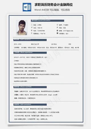 求职简历财务会计金融岗位