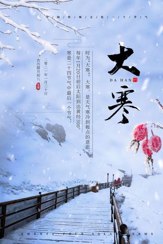 24二十四节气传统节日大寒宣传活动海报插画合集psd设计素材模板