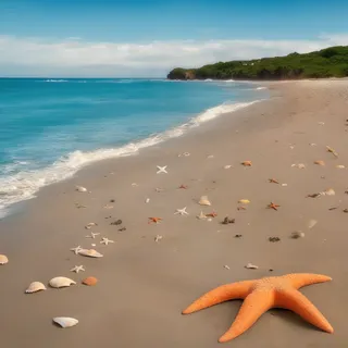 海岸上的红色海星