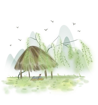 清明元素古风中式清明节山水画中国风