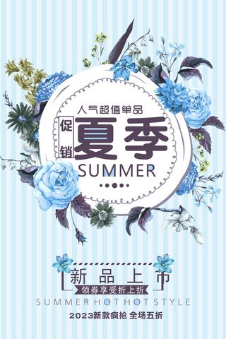 淡蓝夏季促销海报