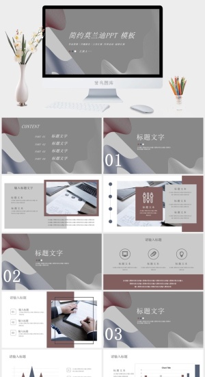 莫兰迪色系PPT模板预览图