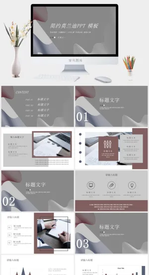 莫兰迪色系PPT模板预览图