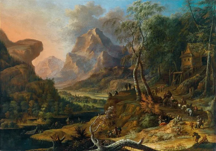 乡村风景油画图片