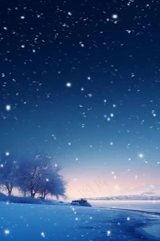 简约粉蓝创意冬天背景