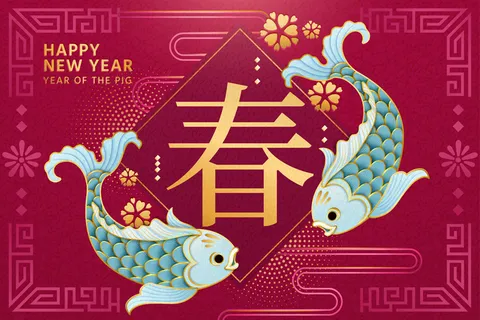 中式传统新年春节矢量素材