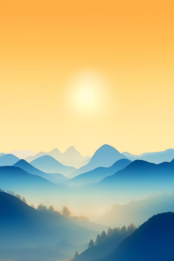 山脉蓝天渐变大气背景