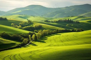 草原树木高山大自然风光摄影图