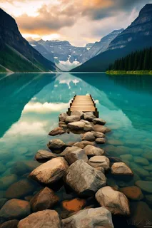 清澈的湖泊里面有很多鹅卵石远处是雪山的摄影图 清澈的湖泊里面有很多鹅卵石远处是雪山的摄影图