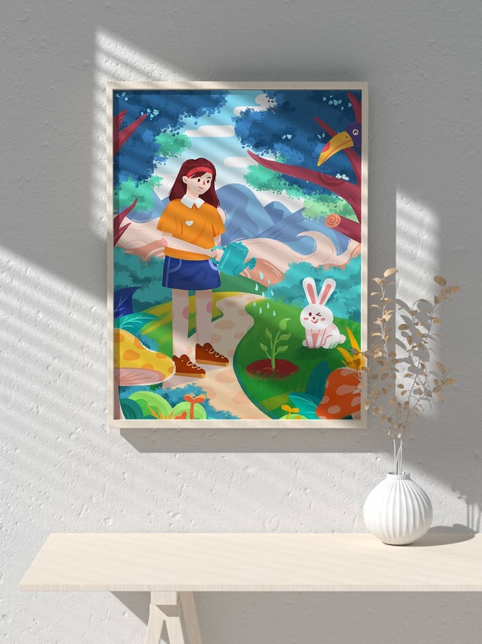 绿色创意公益植树节卡通312保护环境宣传插画